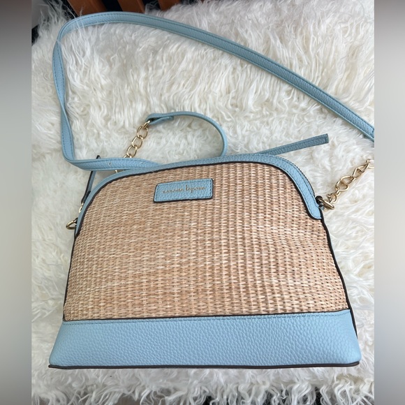 Nanette Lepore Handbags - Nanette Lepore Light Blue and Natural Woven Crossbody Bag